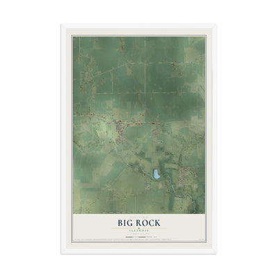 Map of Big Rock, Illinois, 12 x 18 inch print in a white wood frame