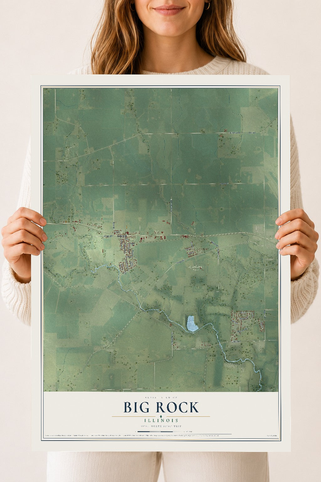 Map of Big Rock, Illinois, 18 x 24 inch unframed archival matte print