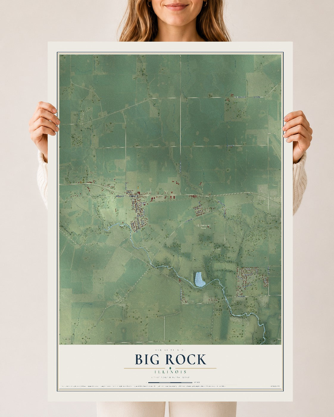 Map of Big Rock, Illinois, 24 x 36 inch unframed archival matte print