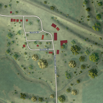 Second close-up of the map of Biggsville, Illinois print showing more streets and buildings