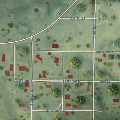 Close-up of the map of Bingham, Illinois print showing street and building detail