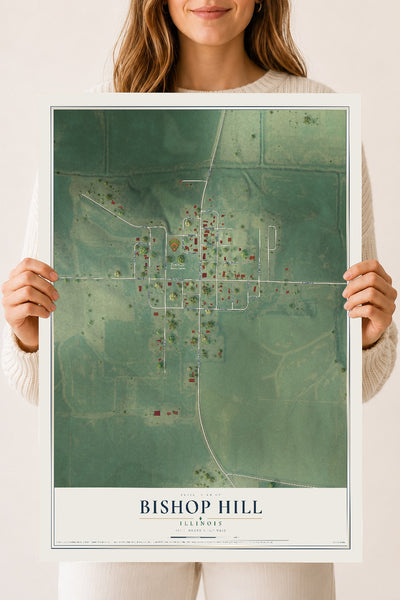 Map of Bishop Hill, Illinois, 18 x 24 inch unframed archival matte print