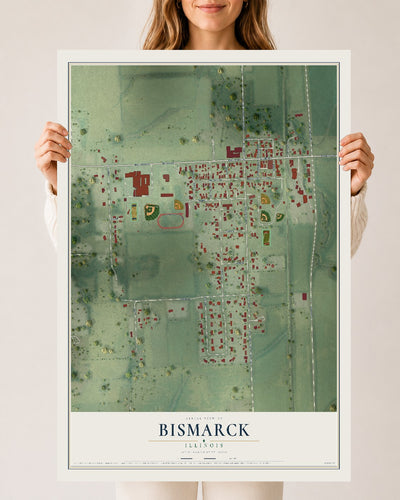 Map of Bismarck, Illinois, 24 x 36 inch unframed archival matte print