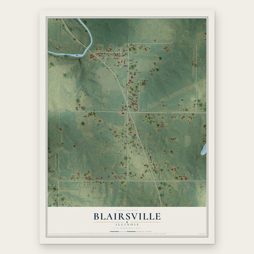 Blairsville, Illinois map print, the full design