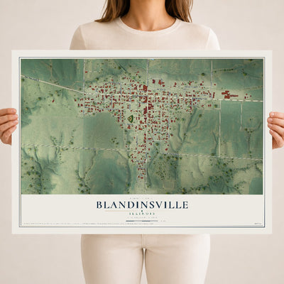 Map of Blandinsville, Illinois, 18 x 24 inch unframed archival matte print