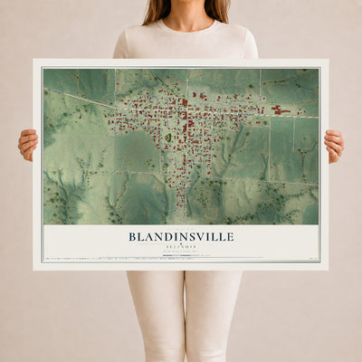 Map of Blandinsville, Illinois, 24 x 36 inch unframed archival matte print