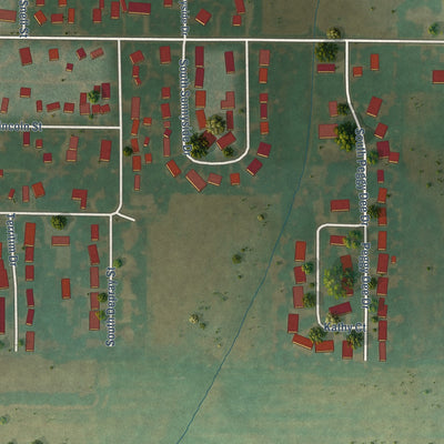 Second close-up of the map of Blue Mound, Illinois print showing more streets and buildings