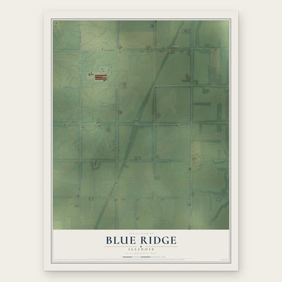 Blue Ridge, Illinois map print, the full design