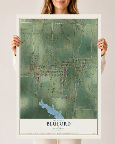 Map of Bluford, Illinois, 24 x 36 inch unframed archival matte print