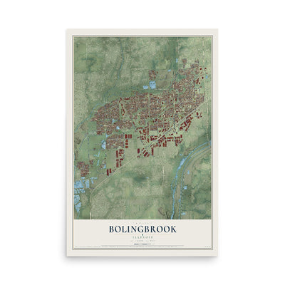 Map of Bolingbrook, Illinois, 12 x 18 inch unframed archival matte print