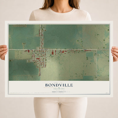 Map of Bondville, Illinois, 18 x 24 inch unframed archival matte print