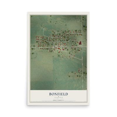 Map of Bonfield, Illinois, 12 x 18 inch unframed archival matte print