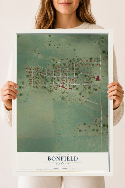 Map of Bonfield, Illinois, 18 x 24 inch unframed archival matte print