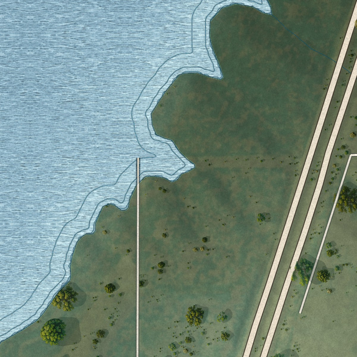 Second close-up of the map of Bonnie, Illinois print showing more streets and buildings
