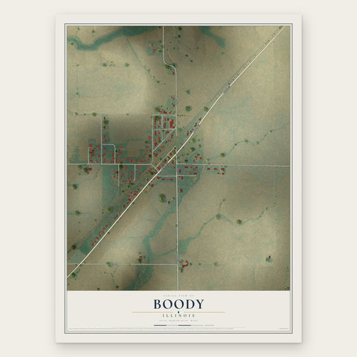 Boody, Illinois map print, the full design