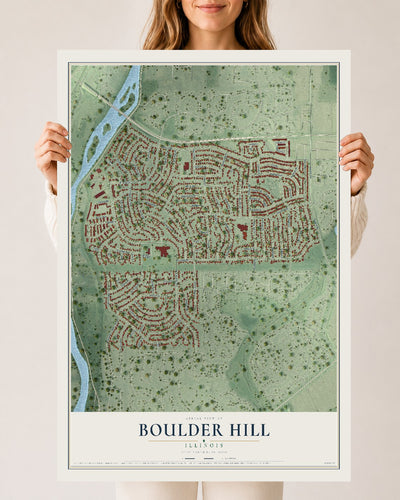 Map of Boulder Hill, Illinois, 24 x 36 inch unframed archival matte print
