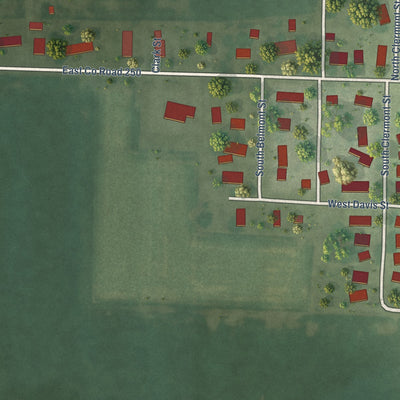 Second close-up of the map of Bowen, Illinois print showing more streets and buildings
