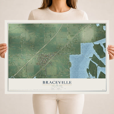 Map of Braceville, Illinois, 18 x 24 inch unframed archival matte print
