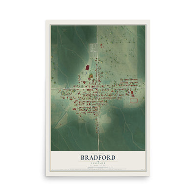 Map of Bradford, Illinois, 12 x 18 inch unframed archival matte print