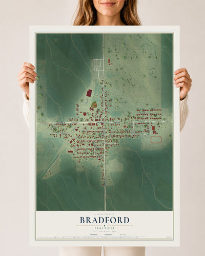 Map of Bradford, Illinois, 24 x 36 inch unframed archival matte print