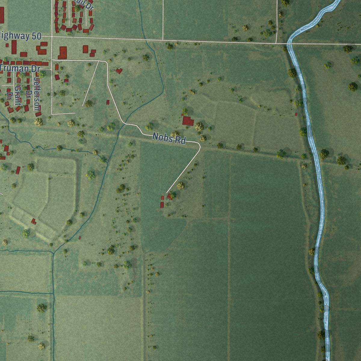 Second close-up of the map of Breese, Illinois print showing more streets and buildings