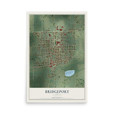 Map of Bridgeport, Illinois, 12 x 18 inch unframed archival matte print