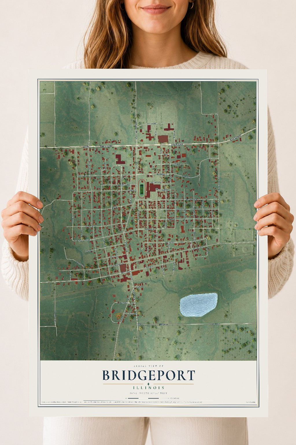 Map of Bridgeport, Illinois, 18 x 24 inch unframed archival matte print