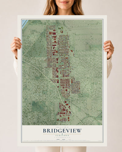 Map of Bridgeview, Illinois, 24 x 36 inch unframed archival matte print
