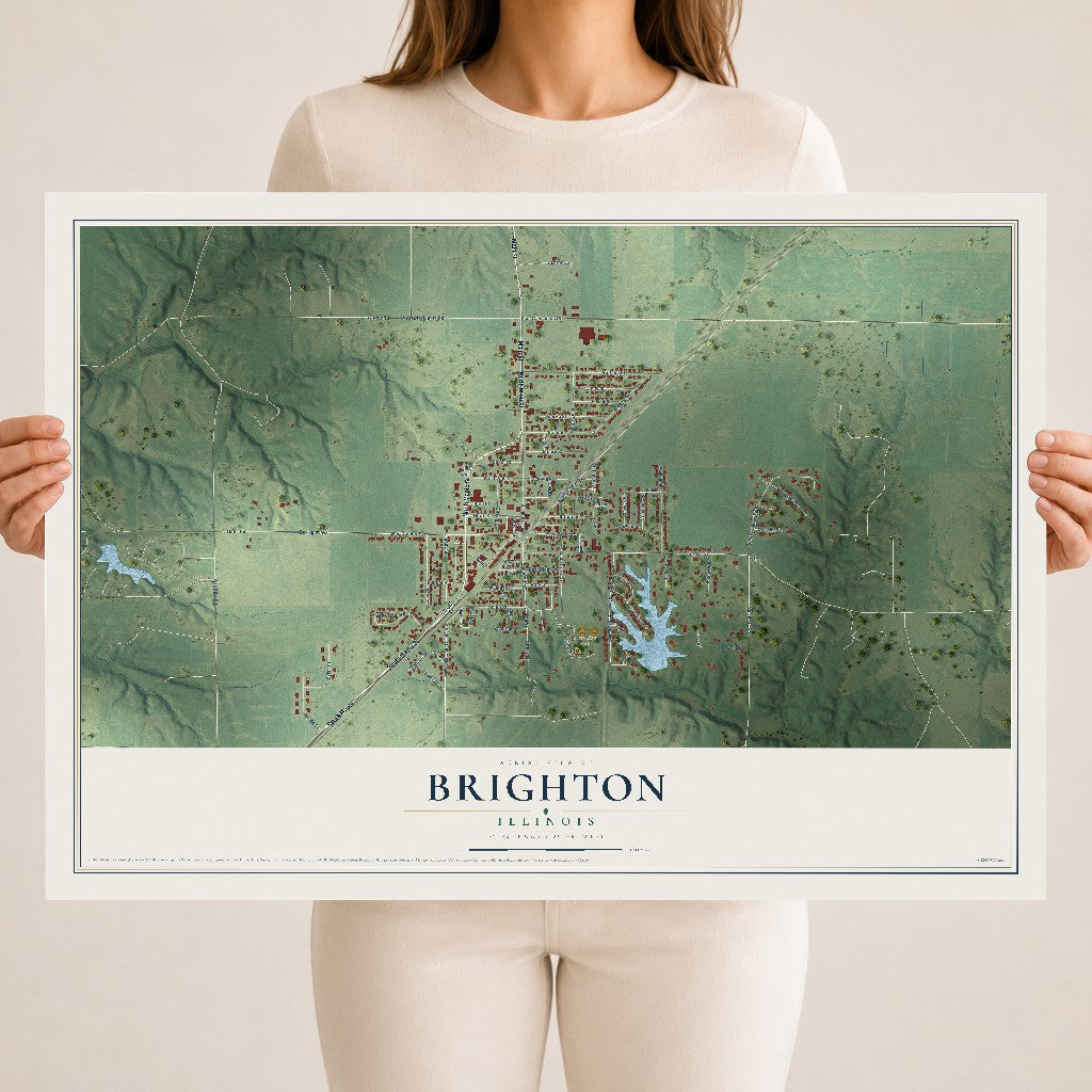 Map of Brighton, Illinois, 18 x 24 inch unframed archival matte print