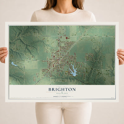 Map of Brighton, Illinois, 18 x 24 inch unframed archival matte print