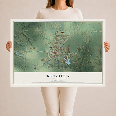 Map of Brighton, Illinois, 24 x 36 inch unframed archival matte print