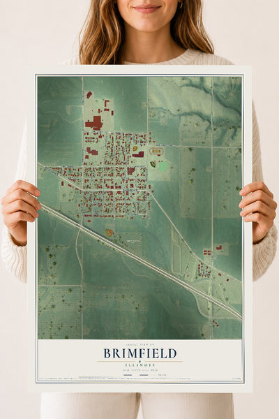 Map of Brimfield, Illinois, 18 x 24 inch unframed archival matte print