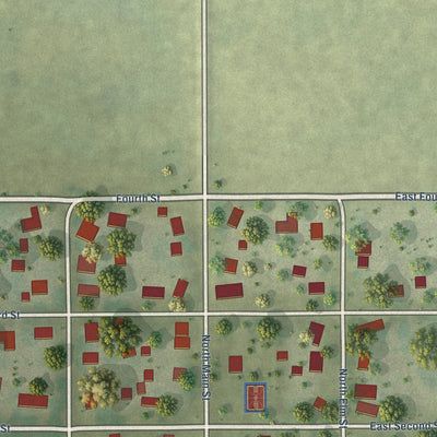 Second close-up of the map of Broadlands, Illinois print showing more streets and buildings