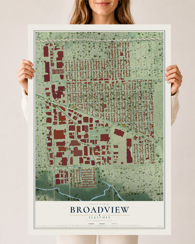 Map of Broadview, Illinois, 24 x 36 inch unframed archival matte print