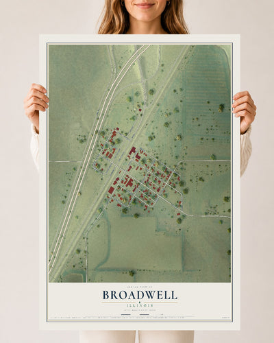 Map of Broadwell, Illinois, 24 x 36 inch unframed archival matte print