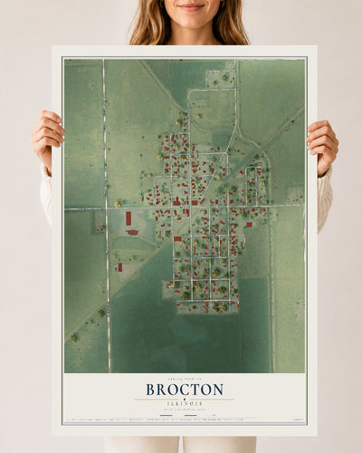 Map of Brocton, Illinois, 24 x 36 inch unframed archival matte print