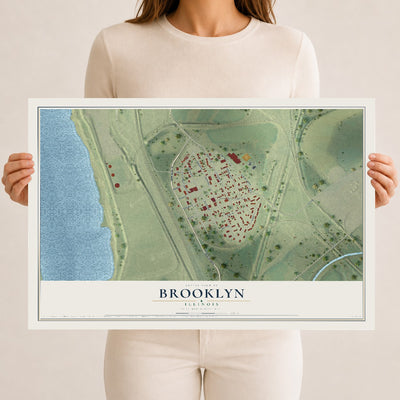 Map of Brooklyn, Illinois, 12 x 18 inch unframed archival matte print