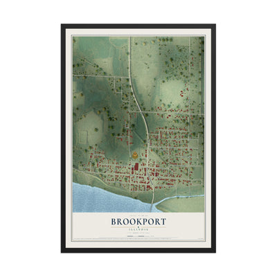 Map of Brookport, Illinois, 12 x 18 inch print in a black wood frame