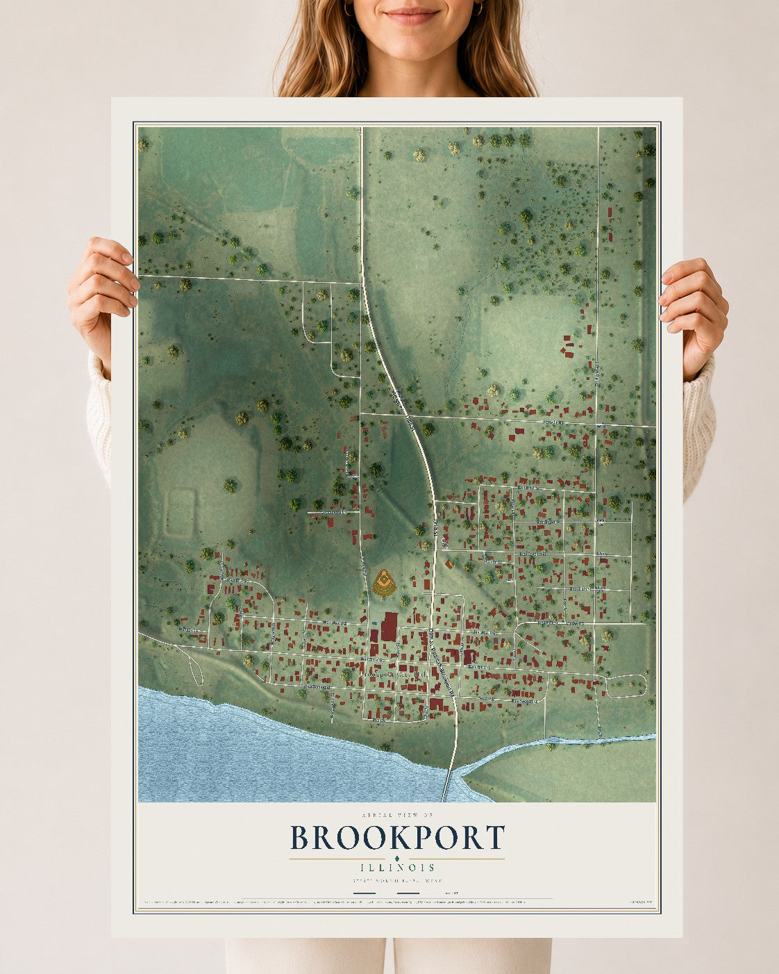 Map of Brookport, Illinois, 24 x 36 inch unframed archival matte print