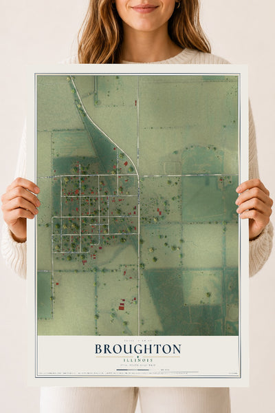 Map of Broughton, Illinois, 18 x 24 inch unframed archival matte print