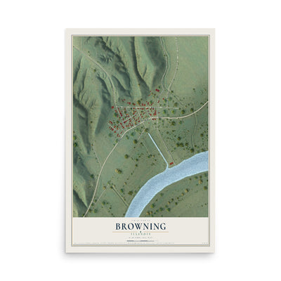 Map of Browning, Illinois, 12 x 18 inch unframed archival matte print