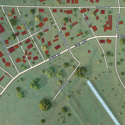 Close-up of the map of Browning, Illinois print showing street and building detail