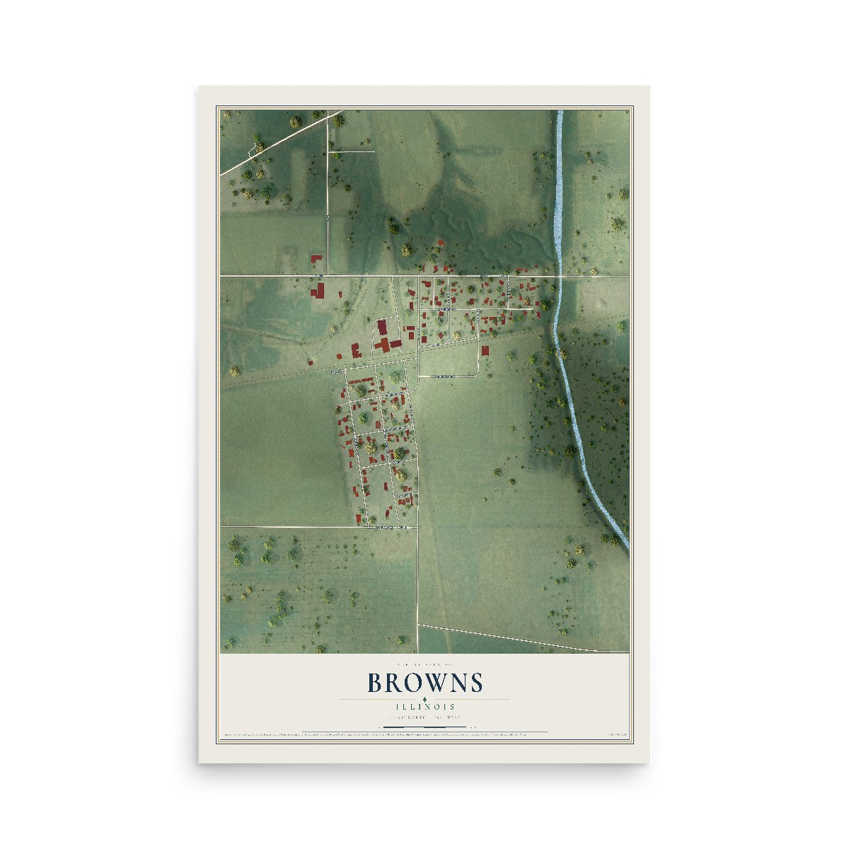 Map of Browns, Illinois, 12 x 18 inch unframed archival matte print