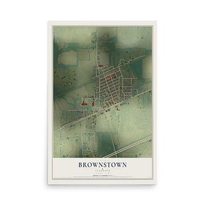 Map of Brownstown, Illinois, 12 x 18 inch unframed archival matte print
