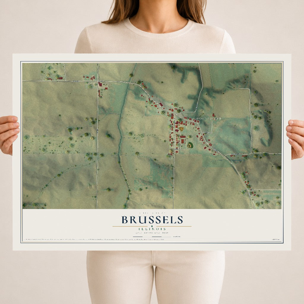 Map of Brussels, Illinois, 18 x 24 inch unframed archival matte print
