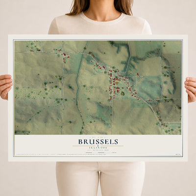 Map of Brussels, Illinois, 18 x 24 inch unframed archival matte print