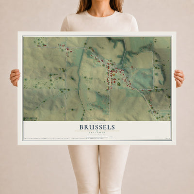 Map of Brussels, Illinois, 24 x 36 inch unframed archival matte print