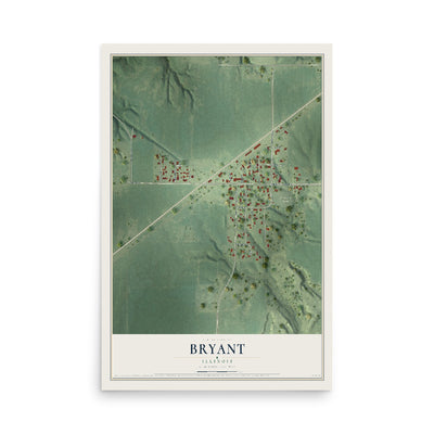 Map of Bryant, Illinois, 12 x 18 inch unframed archival matte print