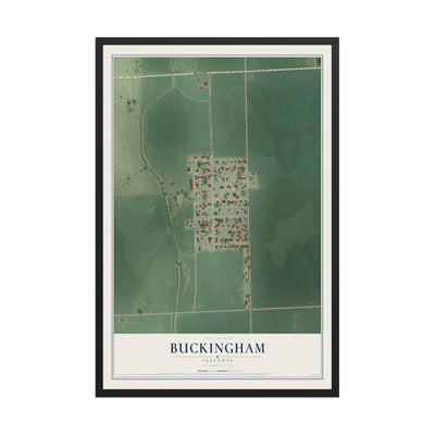 Map of Buckingham, Illinois, 12 x 18 inch print in a black wood frame