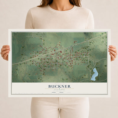 Map of Buckner, Illinois, 12 x 18 inch unframed archival matte print